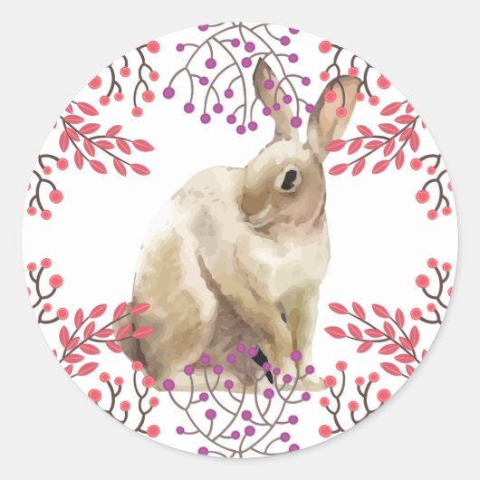 Achtergrond paasbunny paarse Floral Ronde Sticker (Voorkant)