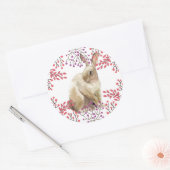 Achtergrond paasbunny paarse Floral Ronde Sticker (Envelop)