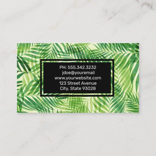 Achtergrond palmblad visitekaartje (Achterkant)
