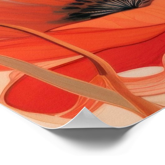 Achtergrond papavers rood en oranje schilderij poster (Hoek)