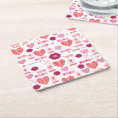 Achtergrond patroonValentijn 2023 met hart Kartonnen Onderzetters (Schuin)