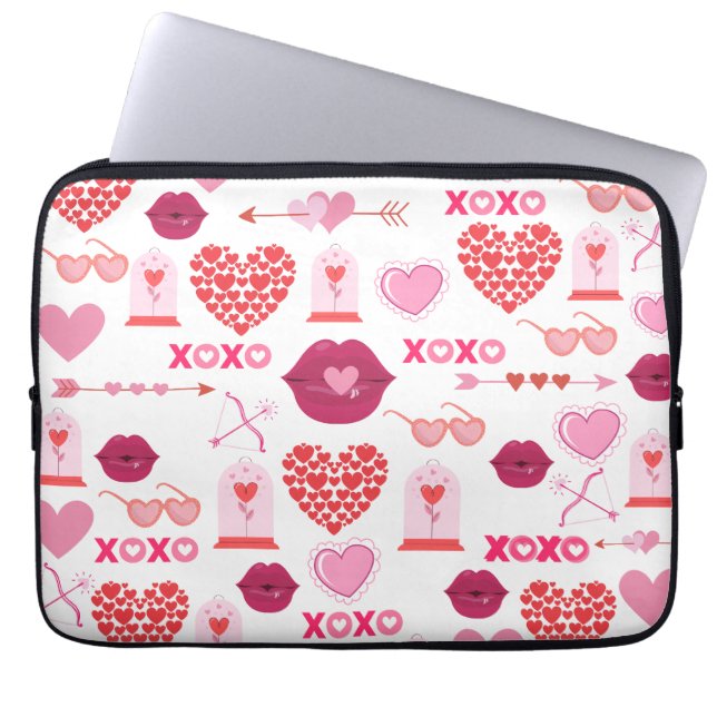 Achtergrond patroonValentijn 2023 met hart Laptop Sleeve (Voorkant)