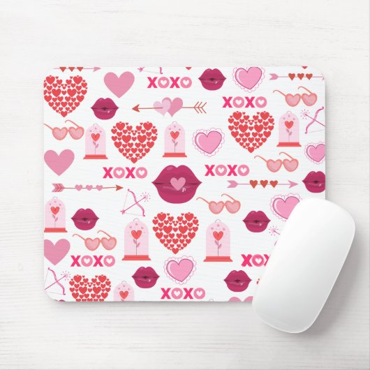 Achtergrond patroonValentijn 2023 met hart Muismat (Met muis)