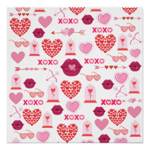 Achtergrond patroonValentijn 2023 met hart Perfect Poster