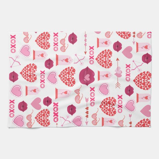 Achtergrond patroonValentijn 2023 met hart Theedoek (Horizontaal)