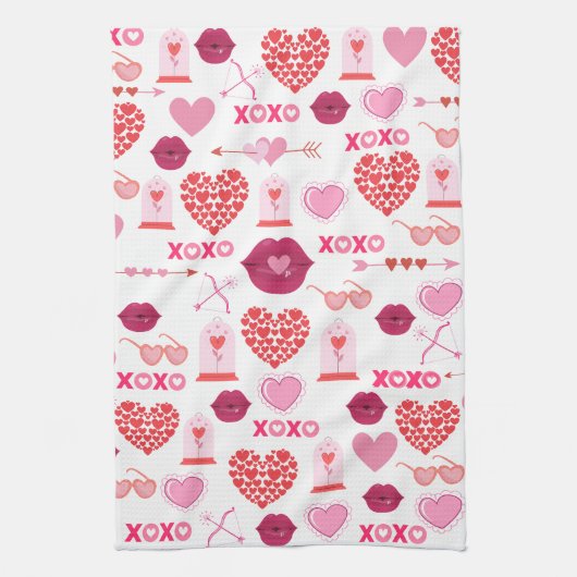 Achtergrond patroonValentijn 2023 met hart Theedoek (Verticaal)