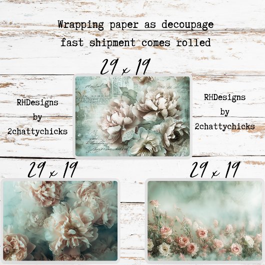  achtergrond pioenrozen decoupage inpakpapier vel