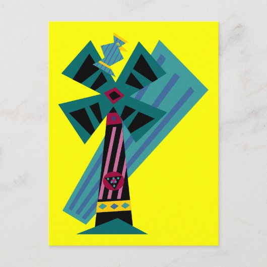 Achtergrond postmodern palm Bird Sans Briefkaart (Voorkant)