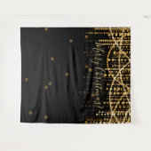 Achtergrond Prettig Kerstfeest Goud Lichtslingers Wandkleed (Voorkant (horizontaal))