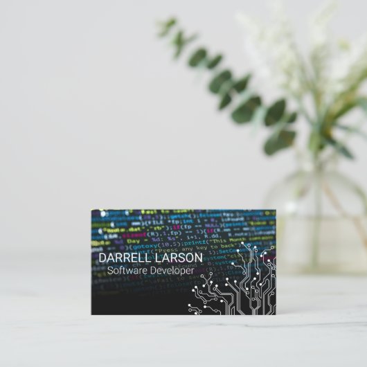 Achtergrond programmeertaal | Tech Nodes Graphics Visitekaartje (Staand voorkant)