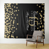 Achtergrond Quinceanera Feest Goud Zwart Confetti Wandkleed (In Situ (horizontaal))