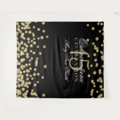 Achtergrond Quinceanera Feest Goud Zwart Confetti Wandkleed (Voorkant (horizontaal))