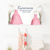 Achtergrond Quinceanera Pink Dress Spandoek (Insitu)