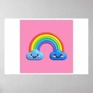 achtergrond regenboog gelukkige verjaardag poster
