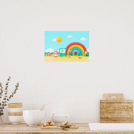 achtergrond regenboog gelukkige verjaardag poster