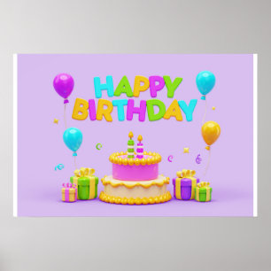 achtergrond regenboog gelukkige verjaardag poster