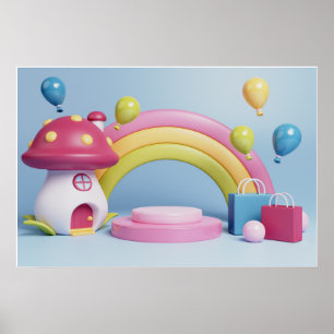 achtergrond regenboog gelukkige verjaardag poster