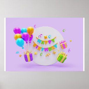 achtergrond regenboog gelukkige verjaardag poster