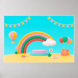 achtergrond regenboog gelukkige verjaardag poster