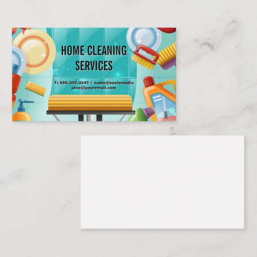 Achtergrond reinigingsmiddelen | House Maid Visitekaartje (Voorkant / Achterkant)