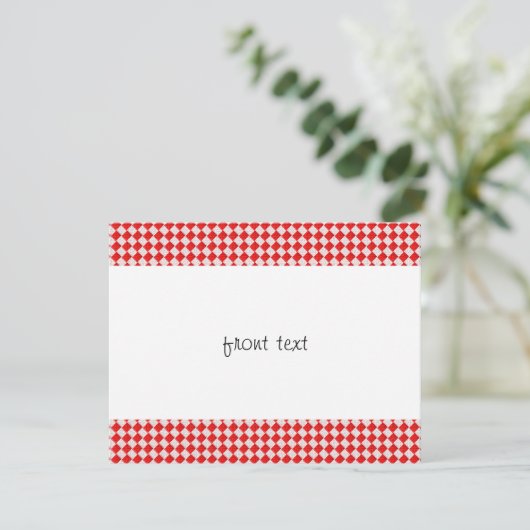 Achtergrond rode afgehandelde picnic Tablecloth Kaart (Staand voorkant)