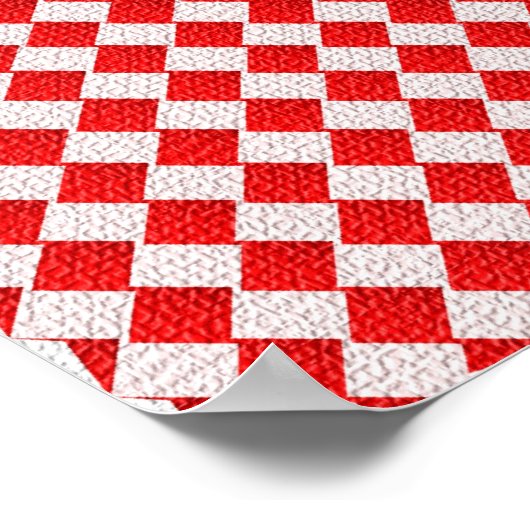 Achtergrond rode afgehandelde picnic Tablecloth Poster (Hoek)