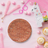 Achtergrond rode brick-wandtextuur papieren bordje (Feest)