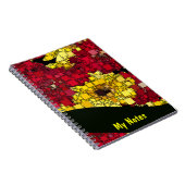 Achtergrond rode, gele en gouden mini-doos Sjabloo Notitieboek (Rechterzijde)