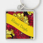 Achtergrond rode, gele en gouden mini-doos Sjabloo Sleutelhanger (Voorkant)