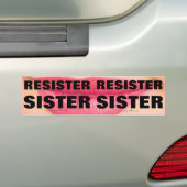 Achtergrond rode lippen voor reeks Rezus Sisters 2 Bumpersticker (Op auto)