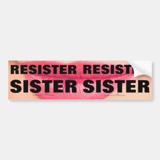 Achtergrond rode lippen voor reeks Rezus Sisters 2 Bumpersticker