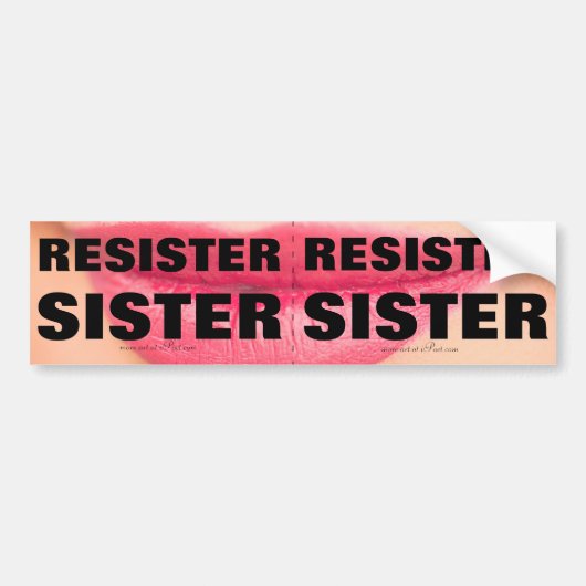 Achtergrond rode lippen voor reeks Rezus Sisters 2 Bumpersticker (Voorkant)