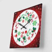 Achtergrond rode sneeuwvlokken gewoon kerstmis vierkante klok (Hoek)