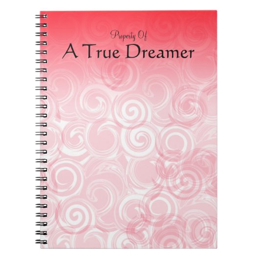 Achtergrond rode spiraalvormige Sjabloon Notitieboek (Voorkant)