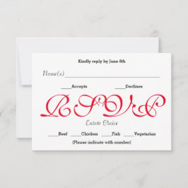 Achtergrond Rood - RSVP Ontvangst Responskaart Kaartje