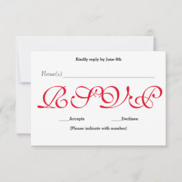 Achtergrond Rood - RSVP-reactiekaart voor ontvangs RSVP Kaartje