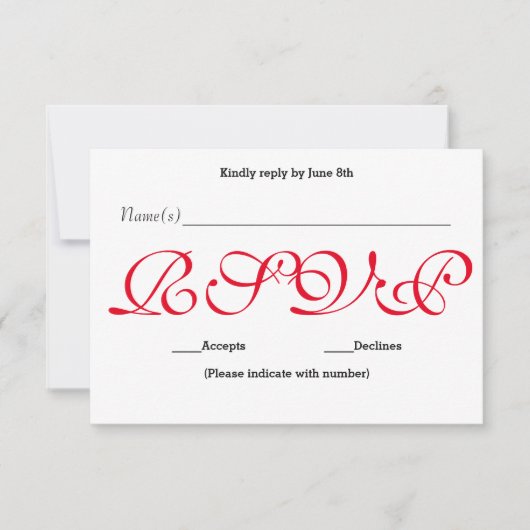 Achtergrond Rood - RSVP-reactiekaart voor ontvangs RSVP Kaartje (Voorkant)