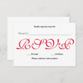 Achtergrond Rood - RSVP-reactiekaart voor ontvangs RSVP Kaartje (Voorkant / Achterkant)