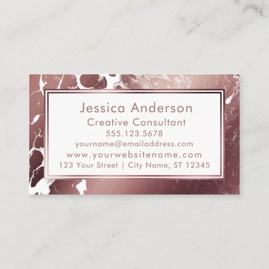 Achtergrond roos Gold en witte gemarmerde textuur Visitekaartje (Achterkant)