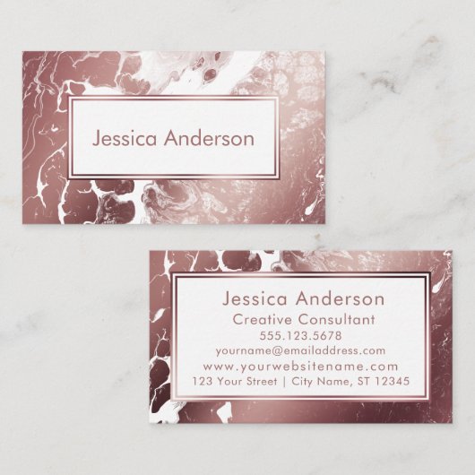Achtergrond roos Gold en witte gemarmerde textuur Visitekaartje (Voorkant / Achterkant)