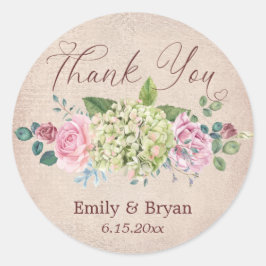  achtergrond Roos Spray Wedding Dank je Ronde Sticker