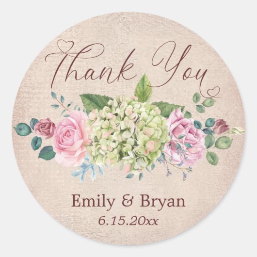  achtergrond Roos Spray Wedding Dank je Ronde Sticker (Voorkant)