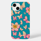 Achtergrond roze bloemen en vlinders Case-Mate iPhone case (Achterkant)