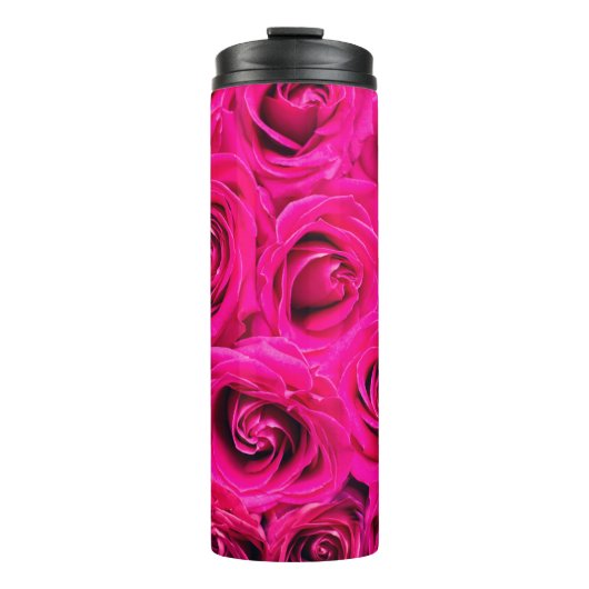 Achtergrond roze bloemen rozen thermosbeker (Voorkant)