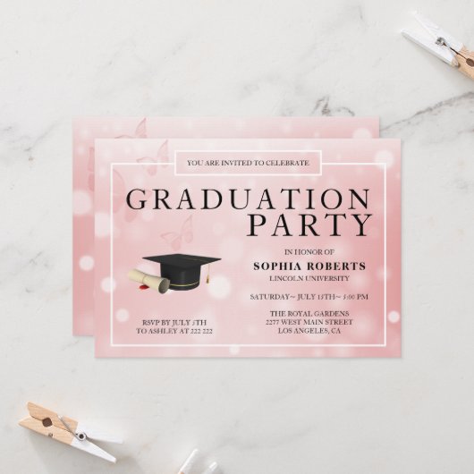 Achtergrond roze Bokeh Kaart (Voorkant / Achterkant in situ)