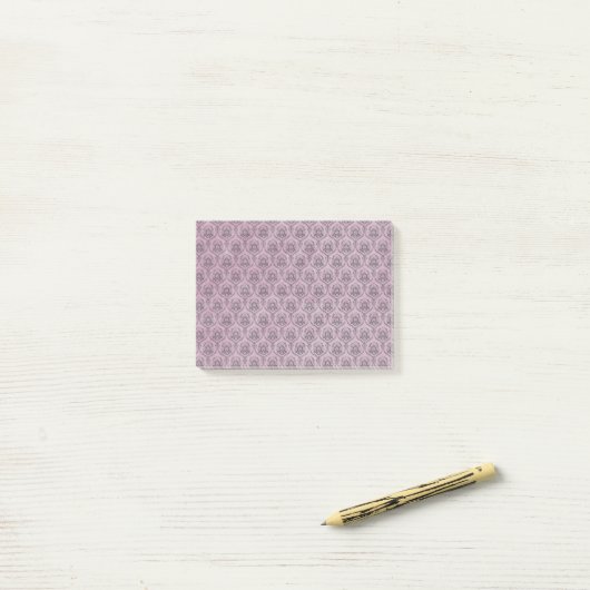 Achtergrond roze Damasmaskerpatroon Post-it® Notes (Op bureau)