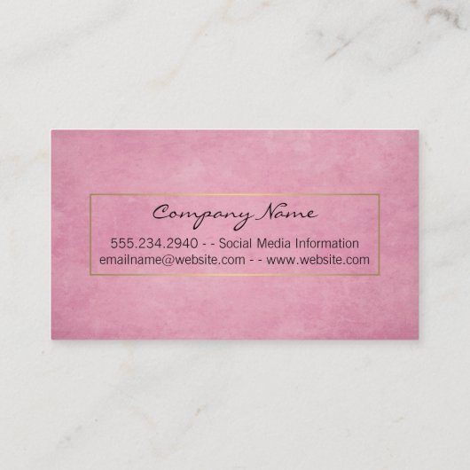 Achtergrond roze gegraveerde textuur | Goud Lijst Visitekaartje (Achterkant)