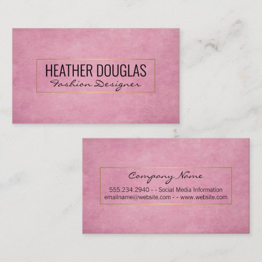 Achtergrond roze gegraveerde textuur | Goud Lijst Visitekaartje (Voorkant / Achterkant)