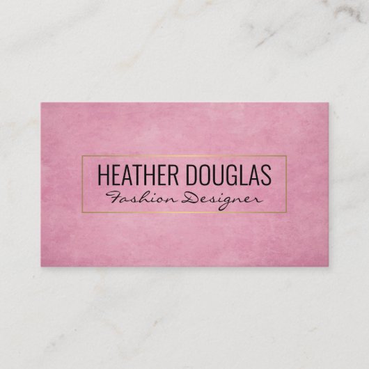 Achtergrond roze gegraveerde textuur | Goud Lijst Visitekaartje (Voorkant)