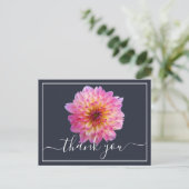 Achtergrond roze gele Dahlia Navy Dank u Briefkaart (Staand voorkant)
